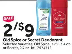 Stop&Shop Old Spice or Secret Deodorant offer