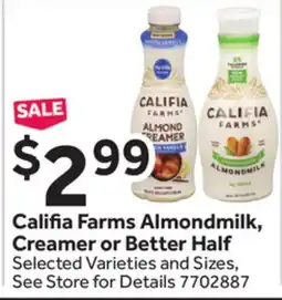Stop&Shop Califia Farms Almondmilk, Creamer or Better Half offer