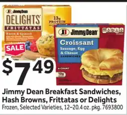 Stop&Shop Jimmy Dean Breakfast Sandwiches, Hash Browns, Frittatas or Delights offer