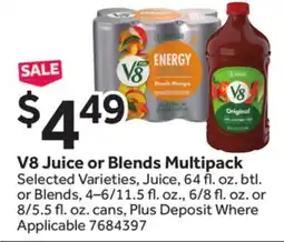 Stop&Shop V8 Juice or Blends Multipack offer