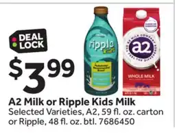 Stop&Shop A2 Milk or Ripple Kids Milk offer