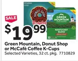 Stop&Shop Green Mountain, Donut Shop or McCafé Coffee K-Cups offer