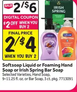 Stop&Shop Softsoap Liquid or Foaming Hand Soap or Irish Spring Bar Soap offer