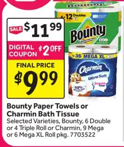 Stop&Shop Bounty Paper Towels or Charmin Bath Tissue offer