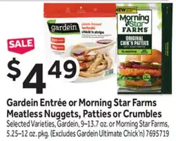Stop&Shop Gardein Entrée or Morning Star Farms Meatless Nuggets, Patties or Crumbles offer