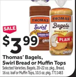 Stop&Shop Thomas' Bagels, Swirl Bread or Mu n Tops offer