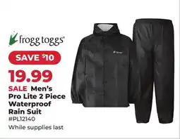Runnings Frogg Toggs Men's Pro Lite 2 Piece Waterproof Rain Suit offer