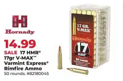 Runnings Hornady 17 HMR 17gr V-MAX Varmint Express Rimfire Ammo offer