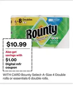 CVS Bounty Select-A-Size 4 Double rolls or essentials 6 double rolls offer
