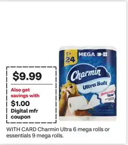 CVS Charmin Ultra 6 mega rolls or essentials 9 mega rolls offer