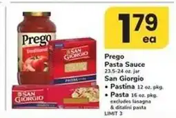 Safeway Prego Pasta Sauce / San Giorgio Pasta offer