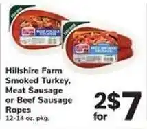 Safeway Hillshire Farm Smoked Turkey, Meat Sausage or Beef Sausage Ropes offer