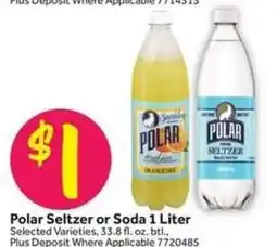 Stop&Shop Polar Seltzer or Soda 1 Liter offer