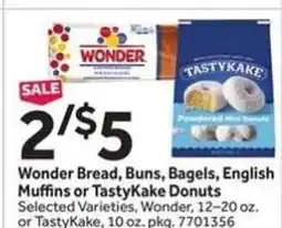 Stop&Shop Wonder Bread, Buns, Bagels, English Muffins or TastyKake Donuts offer