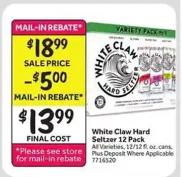 Stop&Shop White Claw Hard Seltzer 12 Pack offer