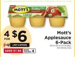 ShopRite Mott's Applesauce 6 Pack offer