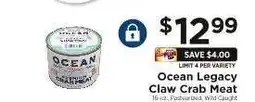 ShopRite Ocean Legacy Claw Crab Meat offer