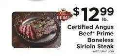 ShopRite Certified Angus Beef Prime Boneless Sirloin Steak offer