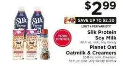 ShopRite Silk Protein Soy Milk / Planet Oat Oatmilk & Creamers offer