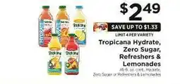 ShopRite Tropicana Hydrate, Zero Sugar, Refreshers & Lemonades offer