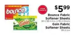 ShopRite Bounce & Gain Fabric Softener Sheets offer