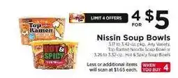 ShopRite Nissin Soup Bowls offer