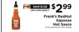 ShopRite Frank’s RedHot Squeeze Hot Sauce offer