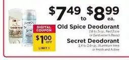 ShopRite Old Spice Deodorant offer