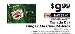 ShopRite Canada Dry Ginger Ale Cans 24-Pack offer