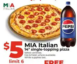 Hy-Vee MIA Italian 14 single-topping pizza offer