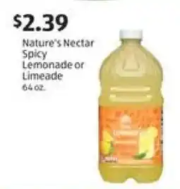 Aldi Nature's Nectar Spicy Lemonade or Limeade offer