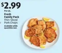 Aldi Fresh Family Pack Thin-Sliced Pork Chops offer