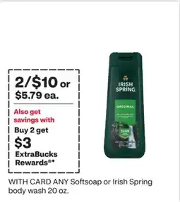 CVS ANY Softsoap or Irish Spring body wash offer