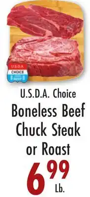 Garden Fresh Market U.S.D.A. Choice Boneless Beef Chuck Steak or Roast offer