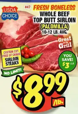 Western Beef WHOLE BEEF TOP BUTT SIRLOIN offer