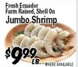 Western Beef Fresh Ecuador Farm Raised, Shell On Jumbo Shrimp offer