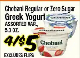 Western Beef Chobani Regular or Zero Sugar Greek Yogurt offer