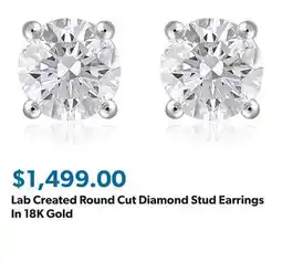 Sam's Club Lab Created Round Cut Diamond Stud Earrings In 18K Gold offer