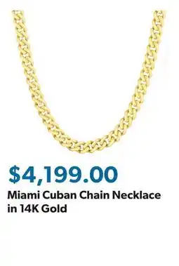 Sam's Club Miami Cuban Chain Necklace in 14K Gold offer