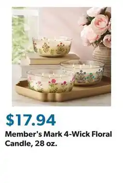 Sam's Club Member's Mark 4-Wick Floral Candle, 28 oz offer