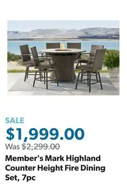 Sam's Club Member's Mark Highland Counter Height Fire Dining Set, 7pc offer