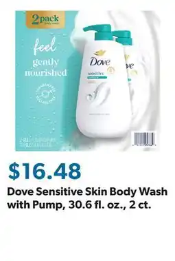 Sam's Club Dove Sensitive Skin Body Wash with Pump, 30.6 fl. oz., 2 ct offer