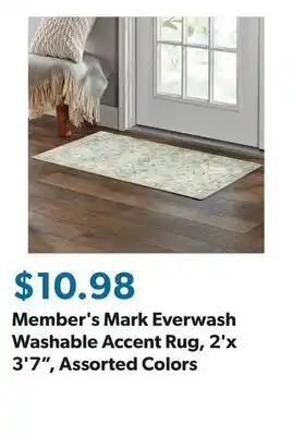 Sam's Club Member's Mark Everwash Washable Accent Rug, 2'x 3'7, Assorted Colors offer