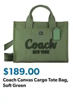 Sam's Club Coach Canvas Cargo Tote Bag, Soft Green offer