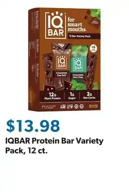 Sam's Club IQBAR Protein Bar Variety Pack, 12 ct offer