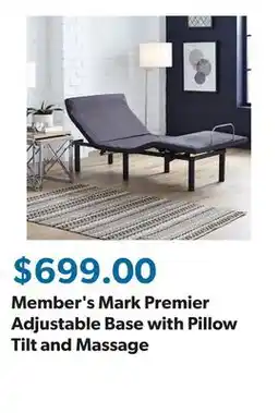 Sam's Club Member's Mark Premier Adjustable Base with Pillow Tilt and Massage offer
