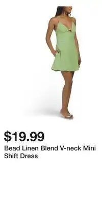 TJ Maxx Bead Linen Blend V-neck Mini Shift Dress offer