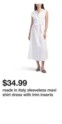 TJ Maxx made in italy sleeveless maxi shirt dress with trim inserts offer