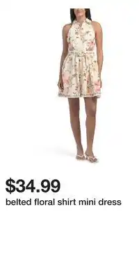 TJ Maxx belted floral shirt mini dress offer