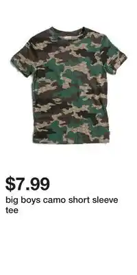TJ Maxx big boys camo short sleeve tee offer